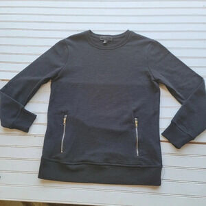 21 Men Sweatshirt Mens Black Cotton Blend Pullover Casual Fitted Zipper Sz M